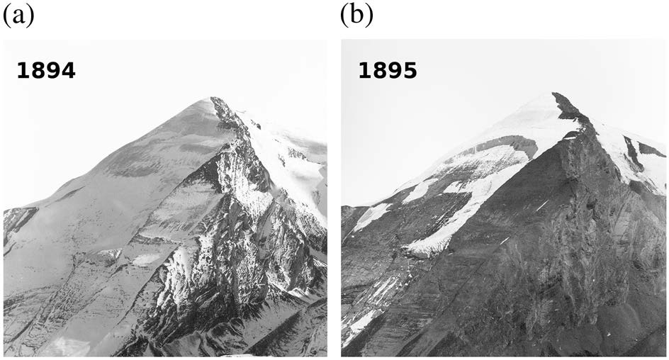 The Altelsgletscher before and after its break off